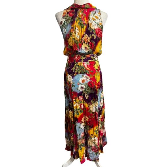 Vintage 90s Together! Floral Patchwork Maxi Shirt Dress Belted Sleeveless (10) - Picture 3 of 6